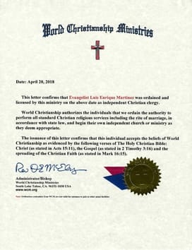 wcm ordination letter